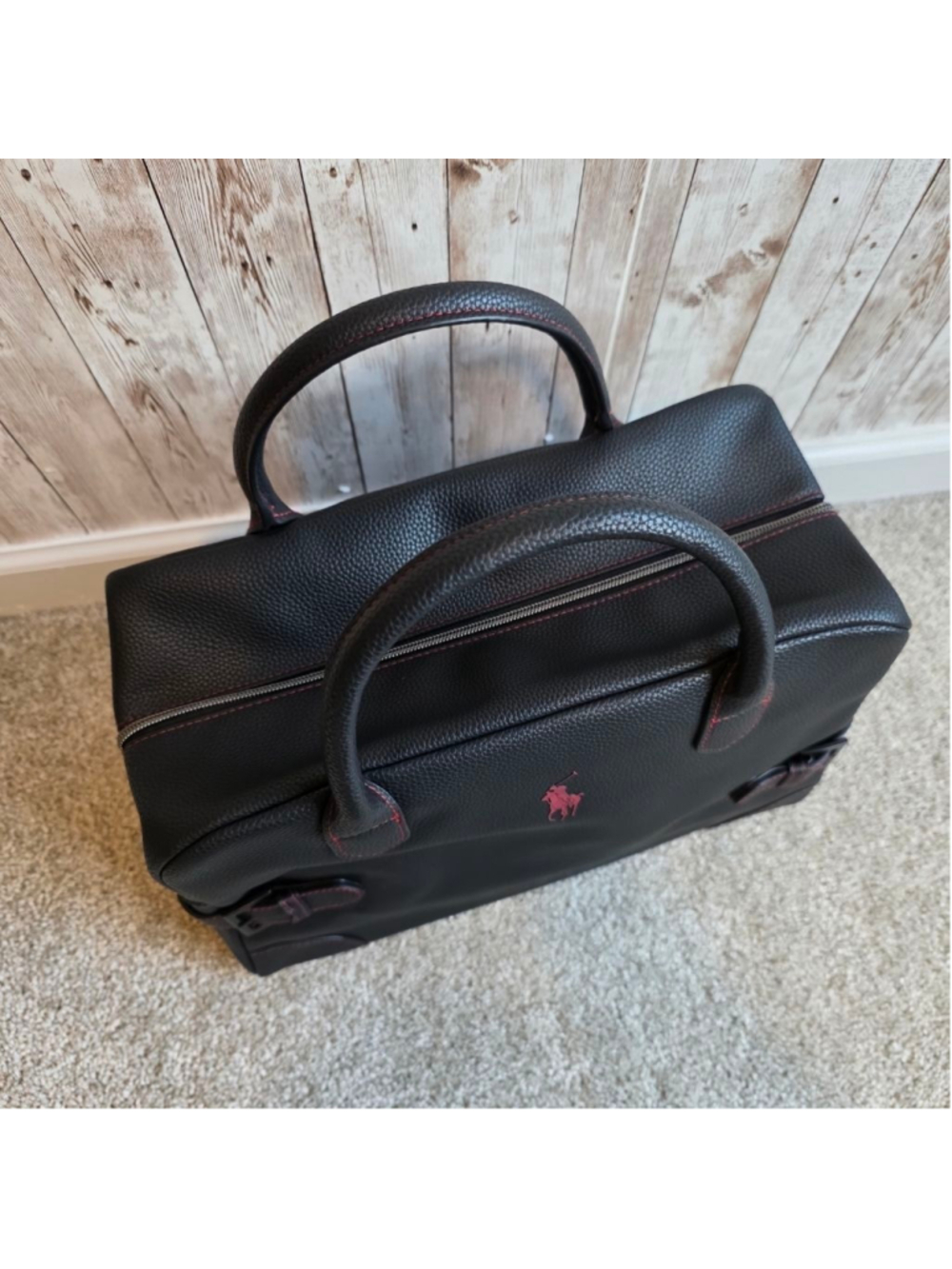 Polo Ralph Lauren Black Weekender Travel Gym Bag with Red Stitching NWOT - Picture 6 of 13